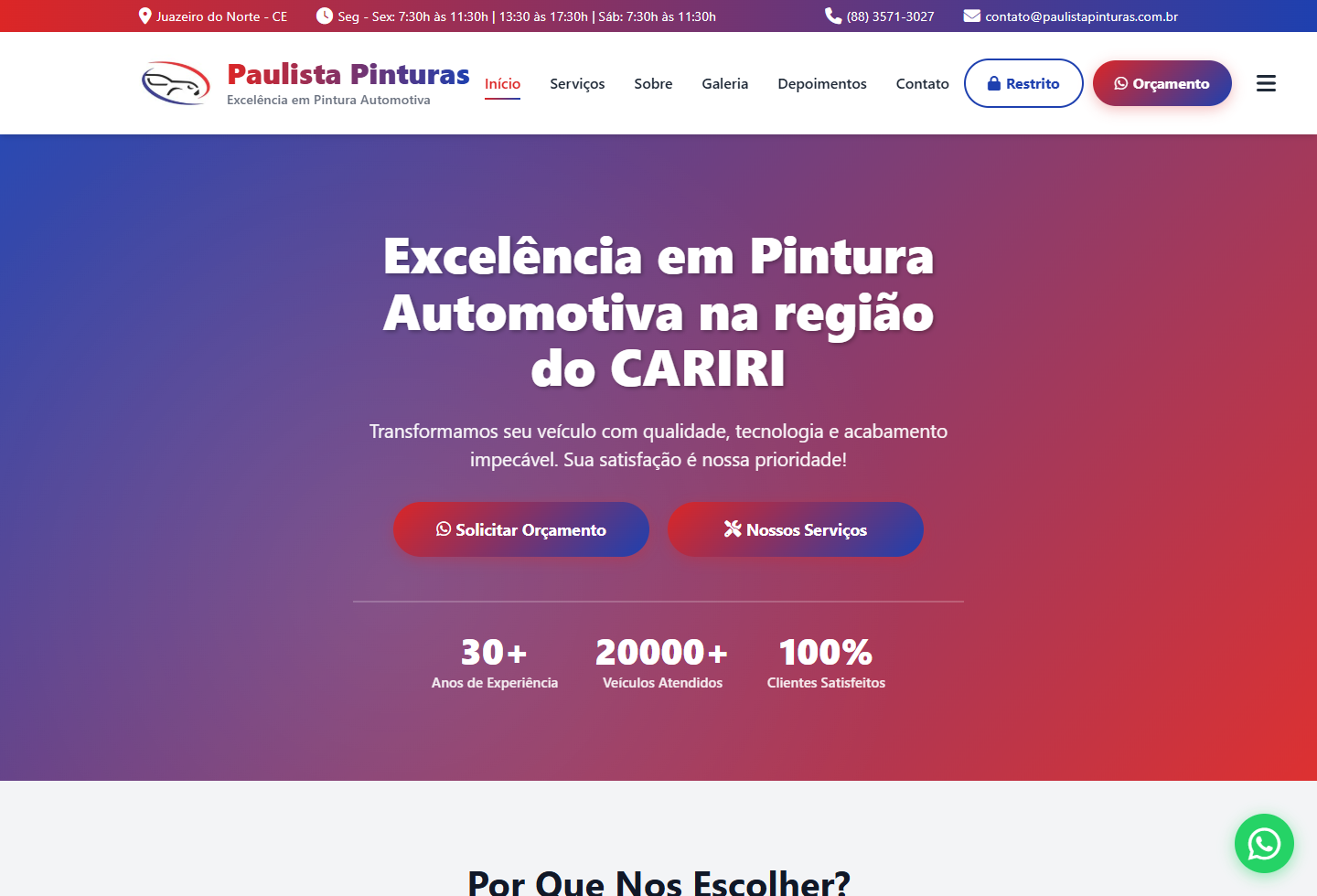 Site institucional da Paulista Pinturas